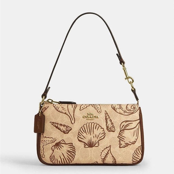 Coach Handbags - Coach Tan and Brown Shell Print Shoulder Bag